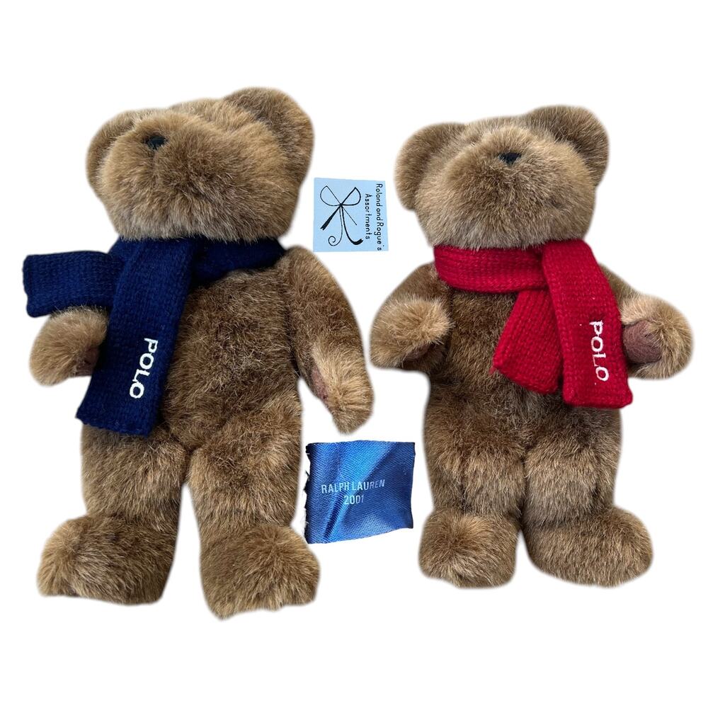Ralph Lauren 2001 Polo Scarf 2-CT Medium and Large Bear Plush